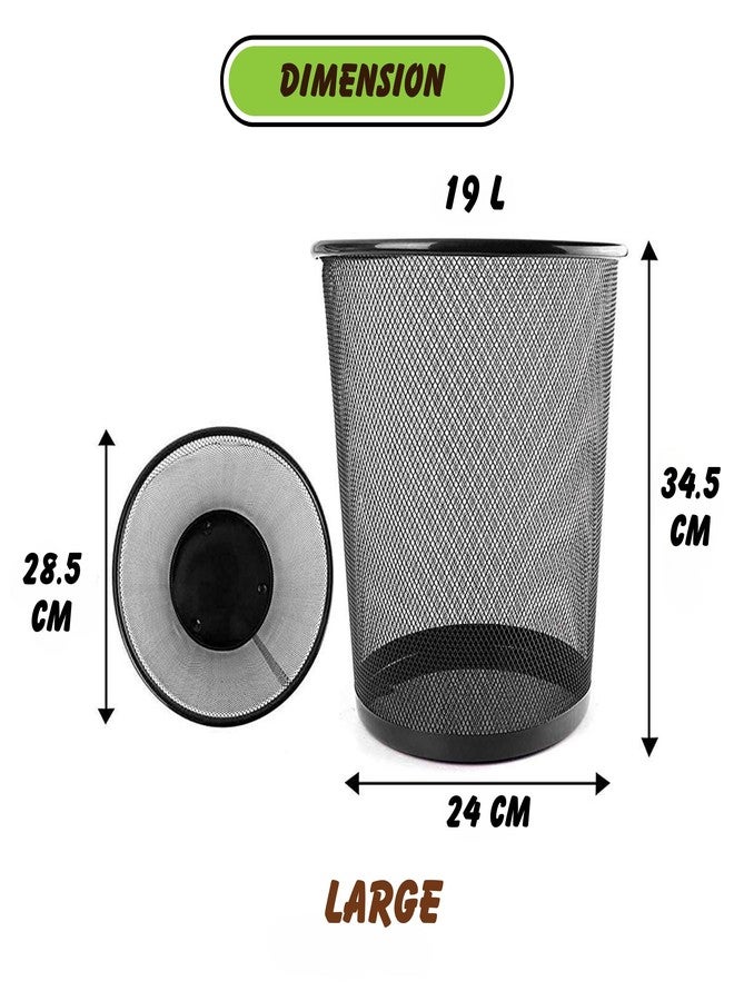 VeleSolv Metal Mesh Dustbin for Office use & Home/Multipurpose (Black) (Pack of 1, Large) - Image 2